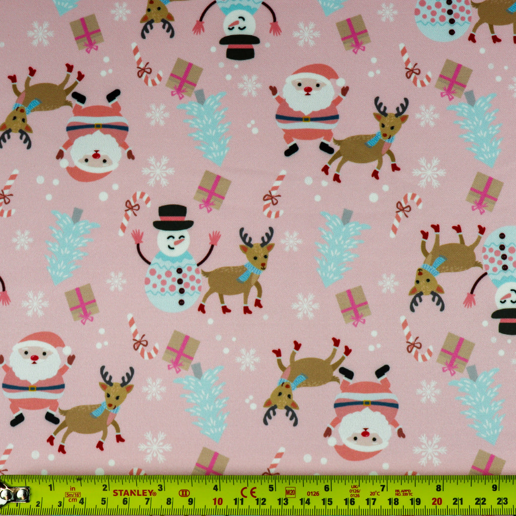 Pink Santa Parade Christmas Fabric