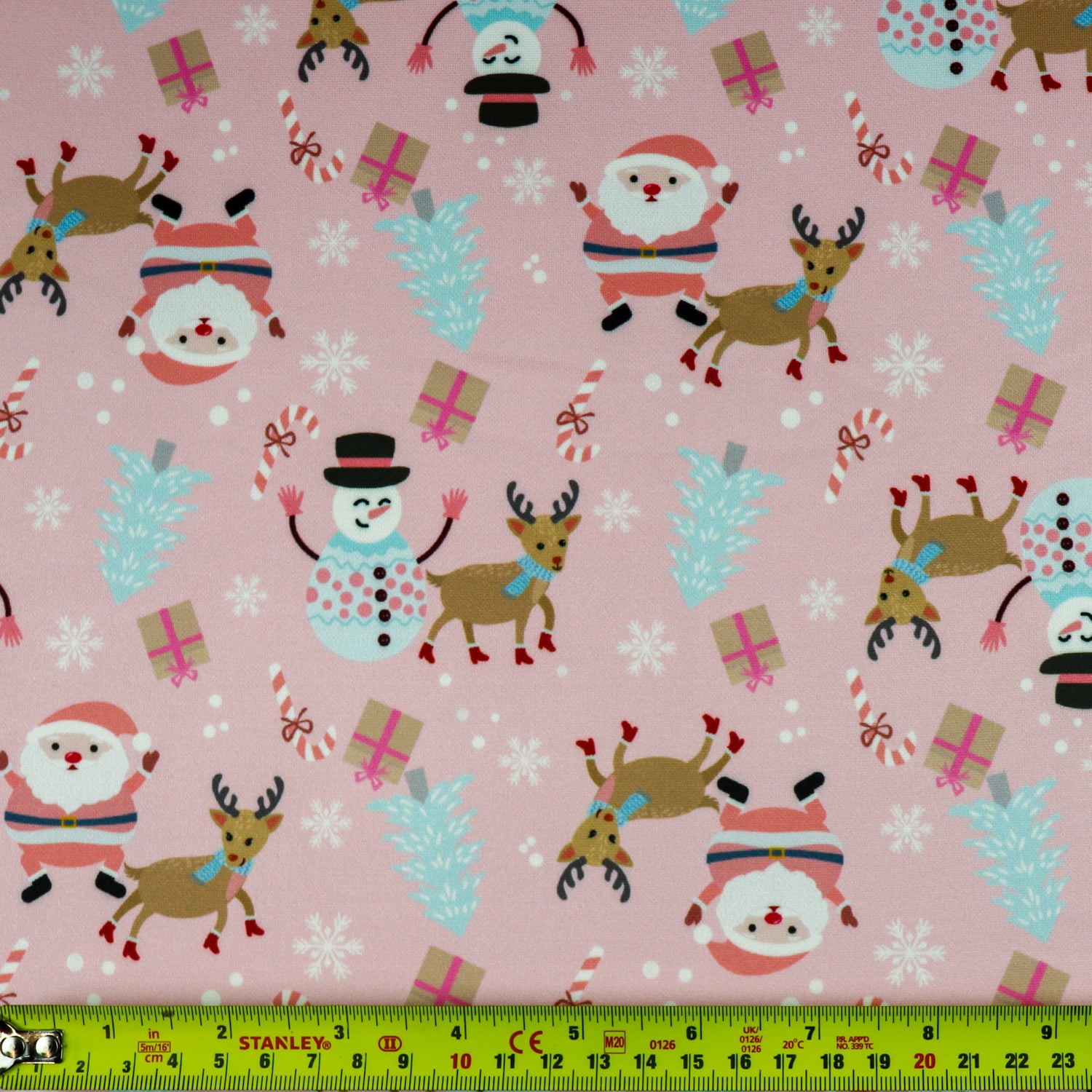 Pink Santa Parade Christmas Fabric