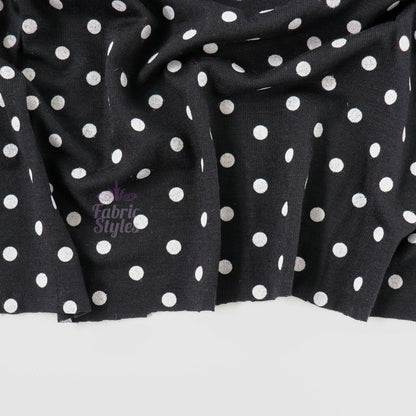 5mm Black and White Polka Dot Viscose Elastane