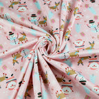 Pink Santa Parade Christmas Fabric