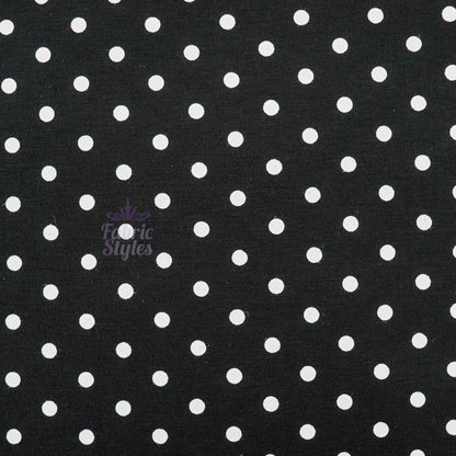 5mm Black and White Polka Dot Viscose Elastane