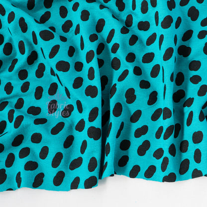 Teal Black Abstract Spots Viscose Elastane