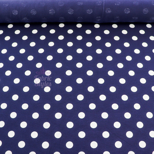 14mm Navy Polka Dot Viscose Elastane