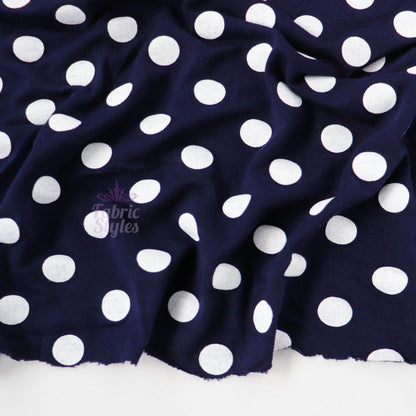 14mm Navy Polka Dot Viscose Elastane