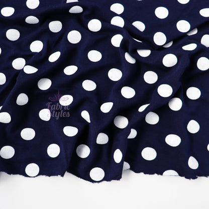 14mm Navy Polka Dot Viscose Elastane