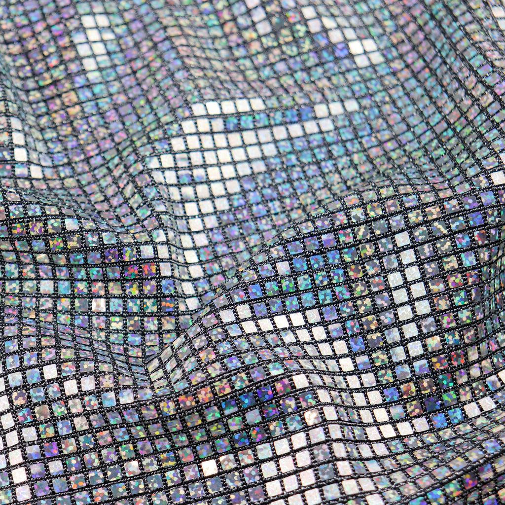 Shiny Squares Sequins Lurex Nylon Stretch Fabric