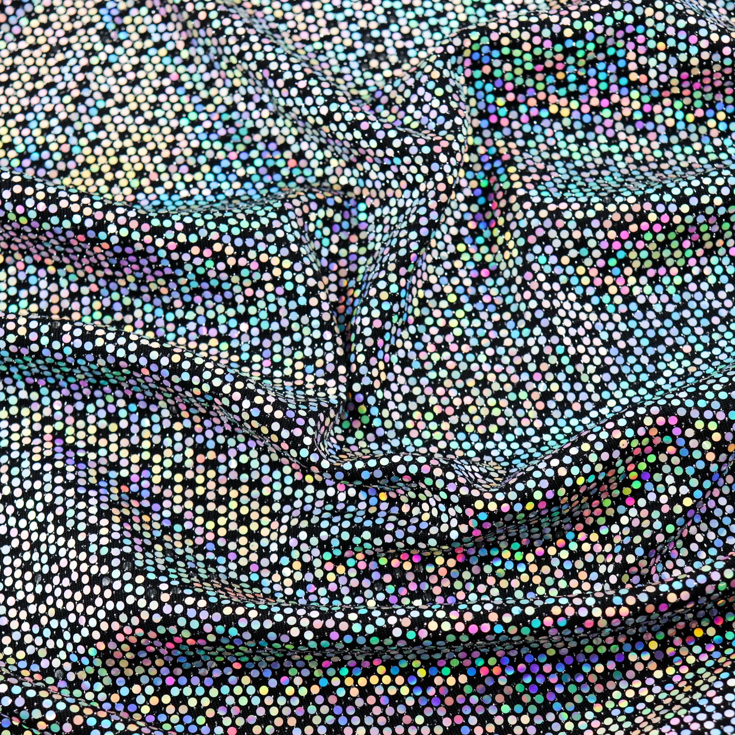 Shiny Metallic Circle Sequins Lurex Nylon Stretch Fabric Green Purple Hologram