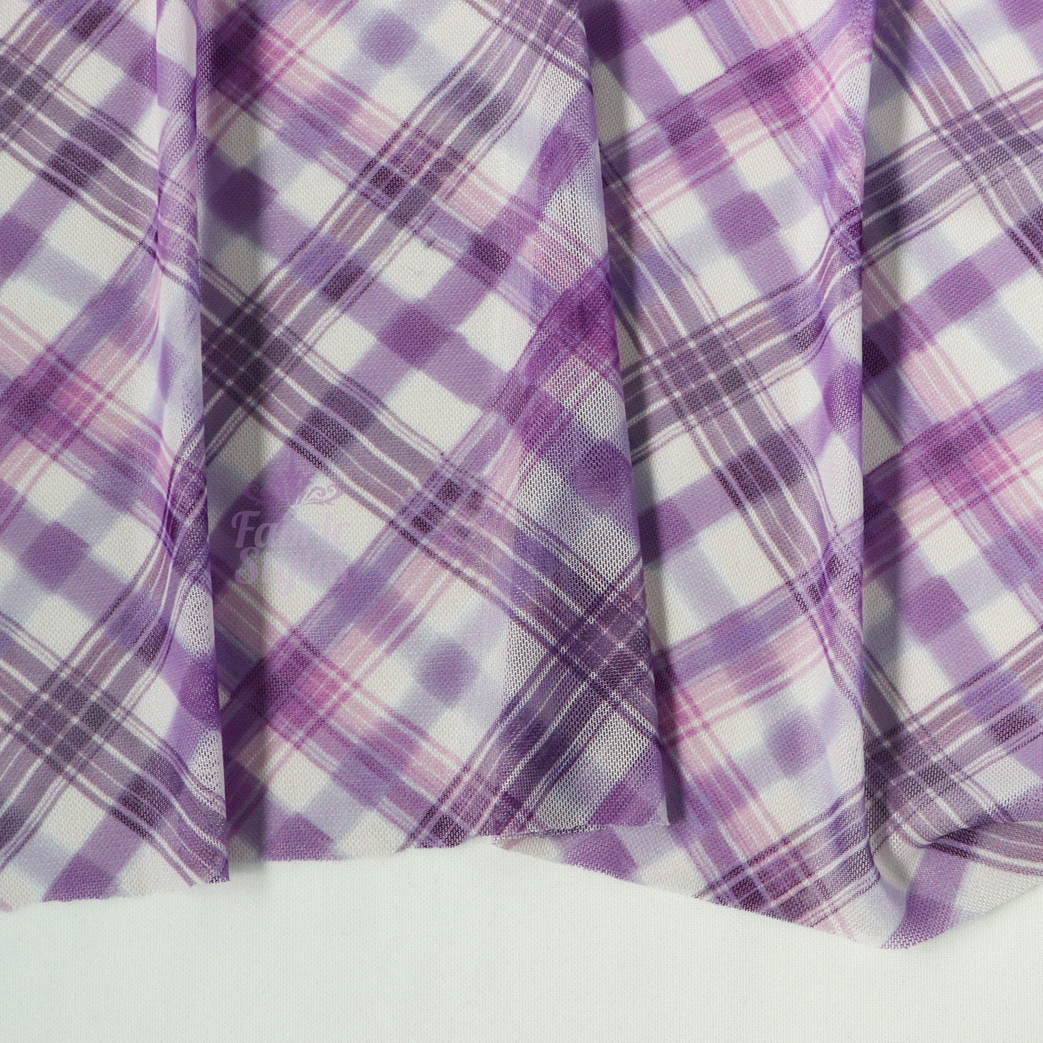 Purple Tartan Power Mesh