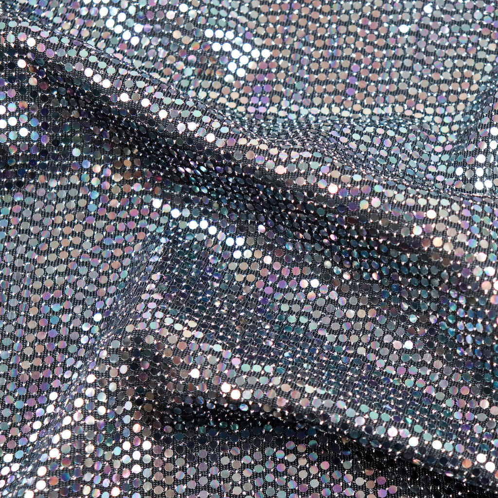 Shiny Metallic Circle Sequins Lurex Nylon Stretch Fabric Green Purple Hologram