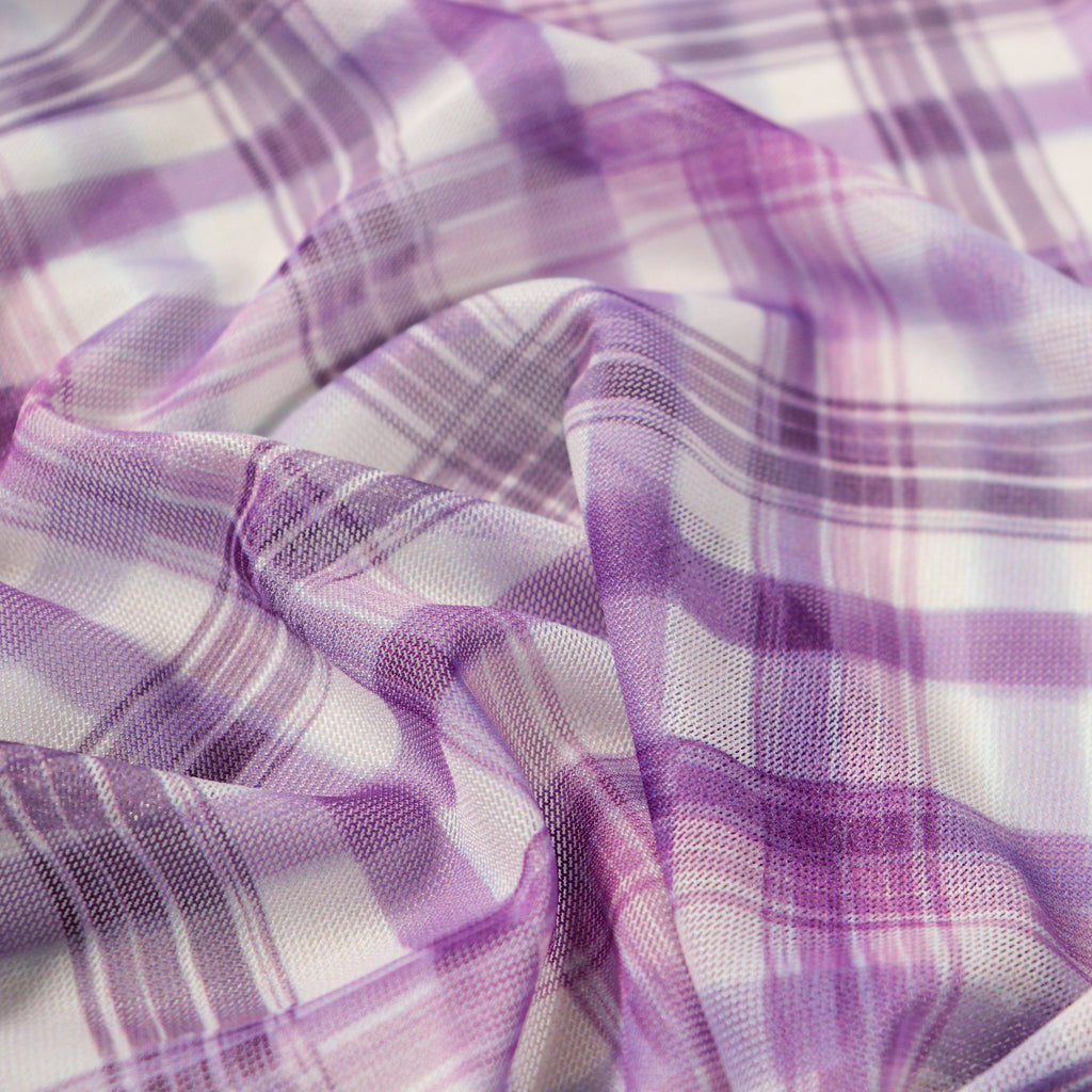 Purple Tartan Power Mesh