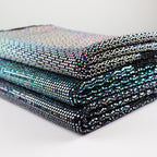 Shiny Metallic Circle Sequins Lurex Nylon Stretch Fabric Green Purple Hologram
