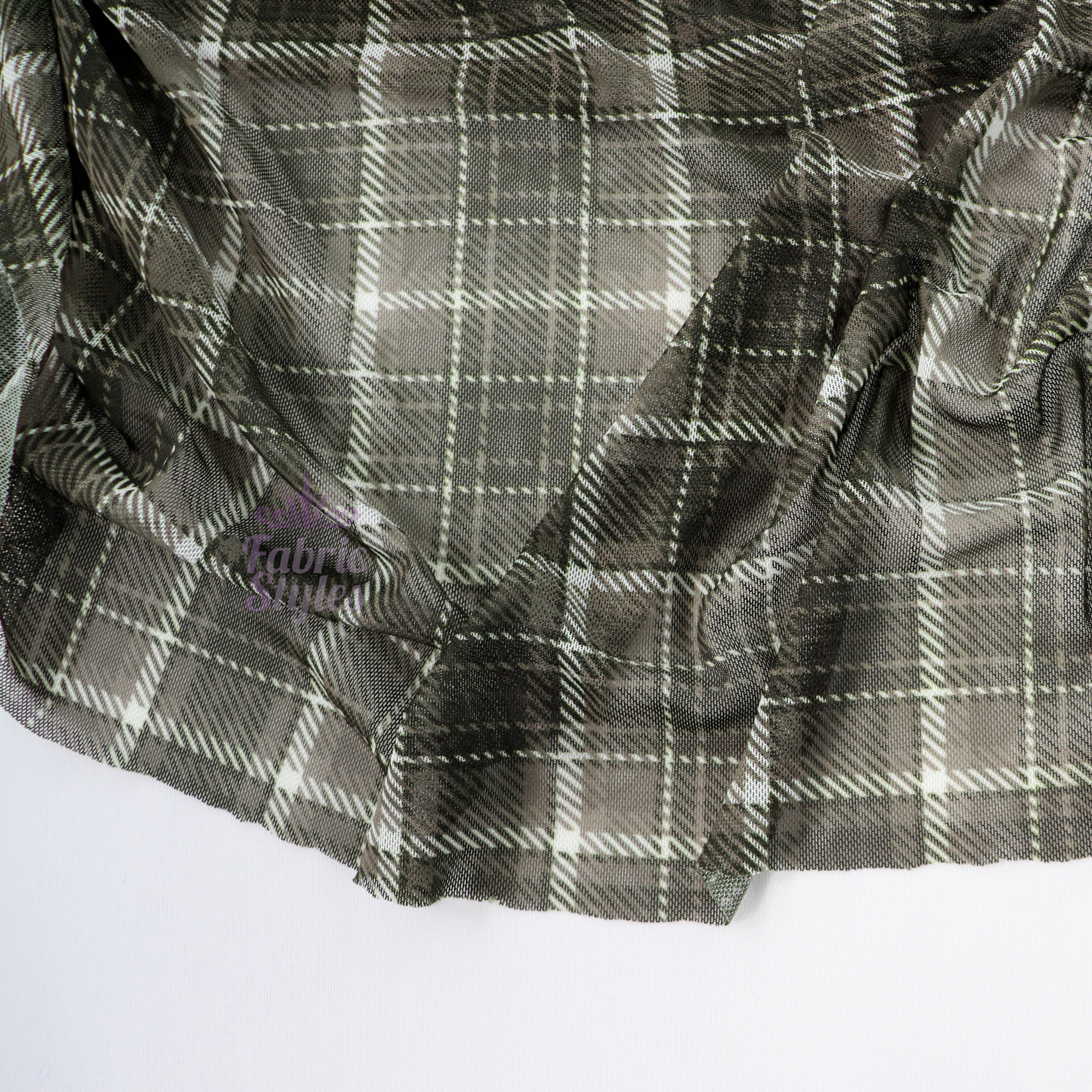 Olive Tartan Power Mesh