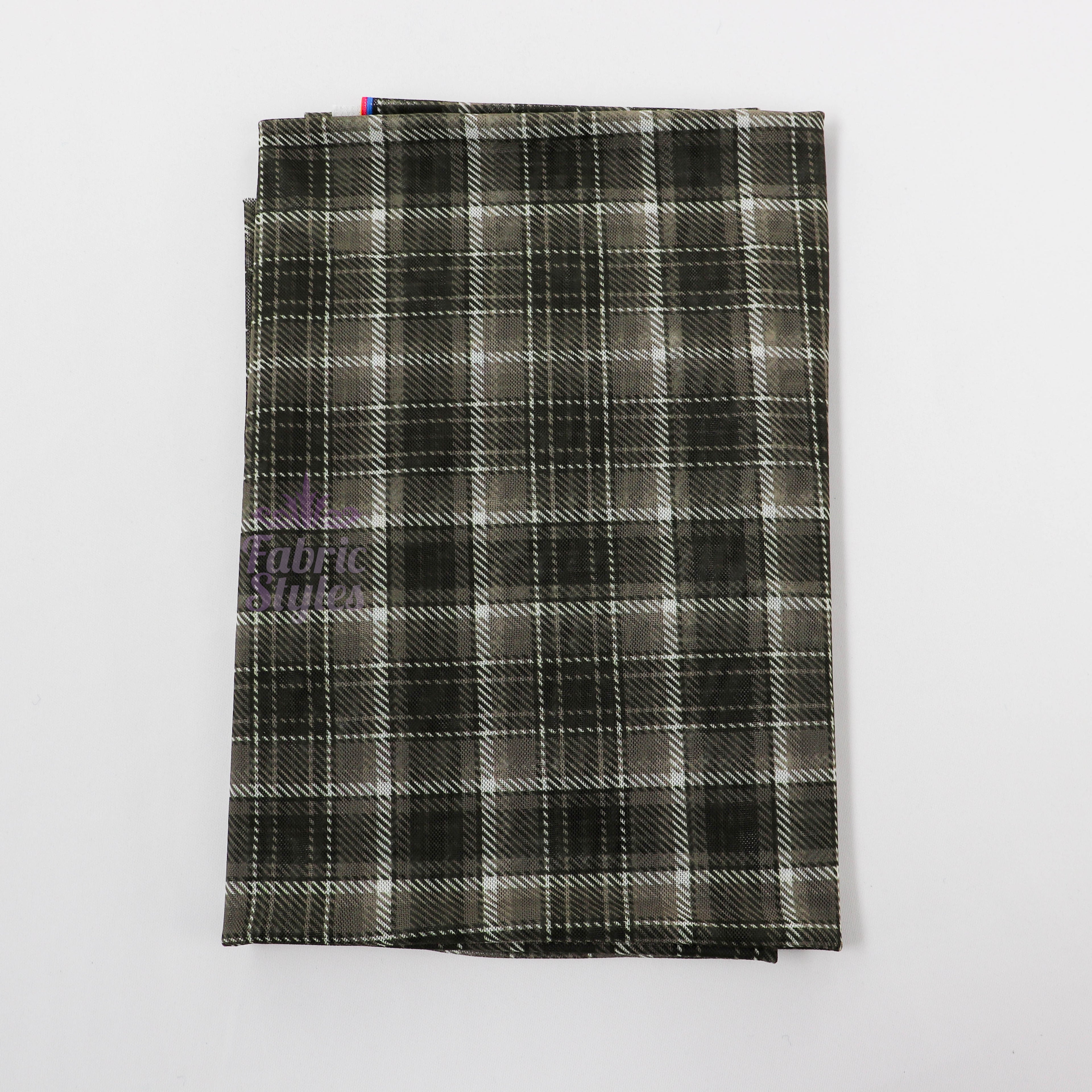 Olive Tartan Power Mesh