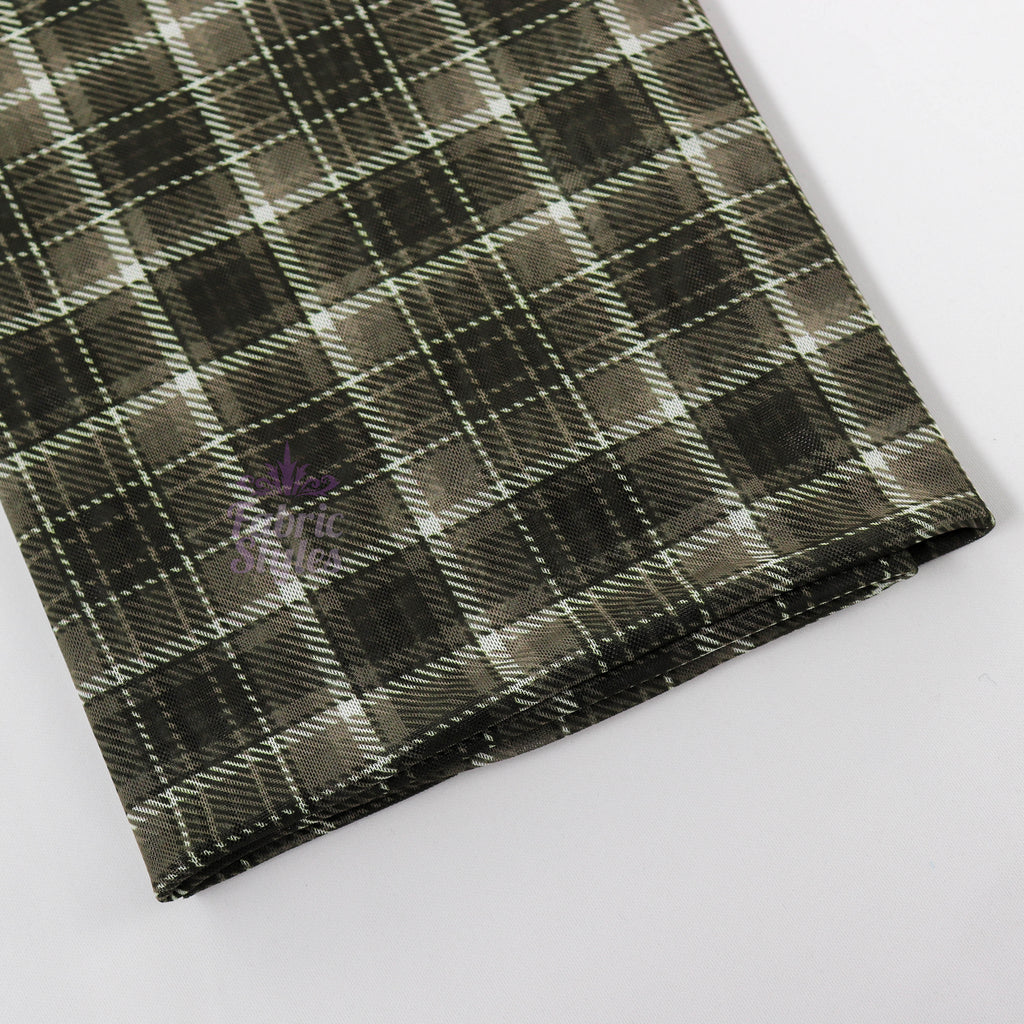 Olive Tartan Power Mesh