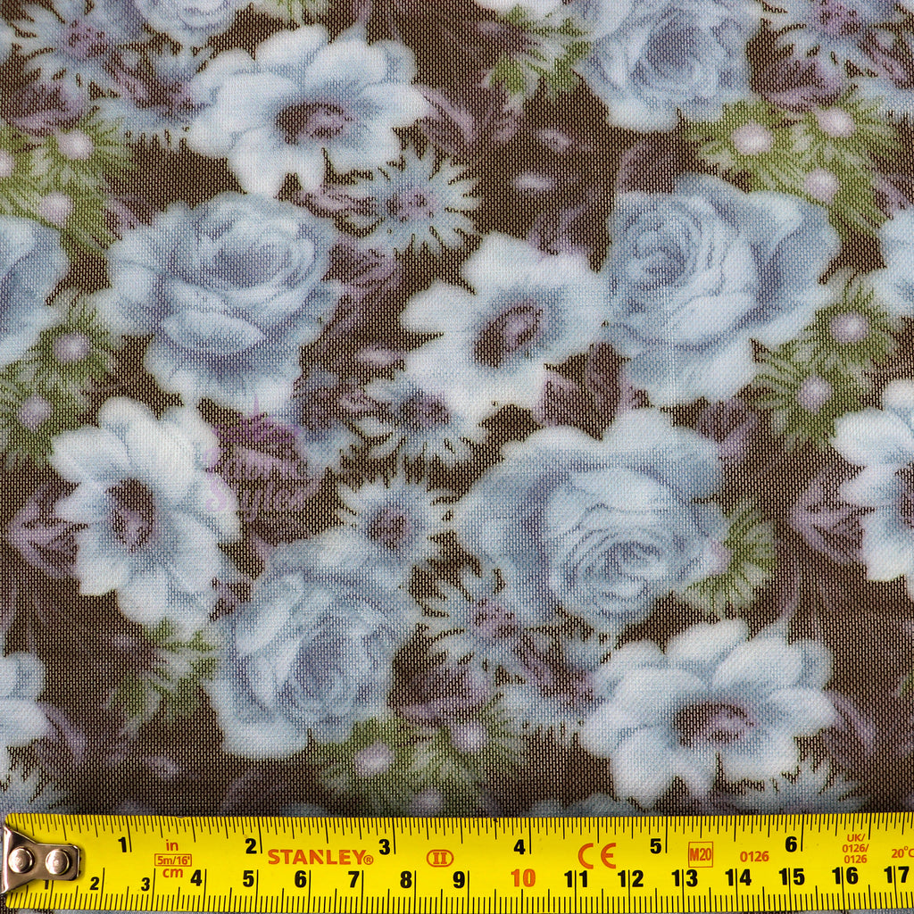 Blue Rose Floral Power Mesh