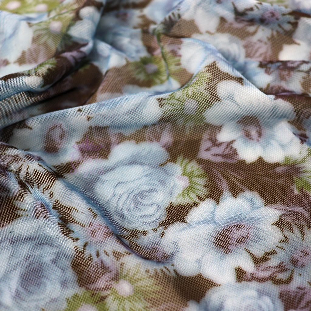 Blue Rose Floral Power Mesh
