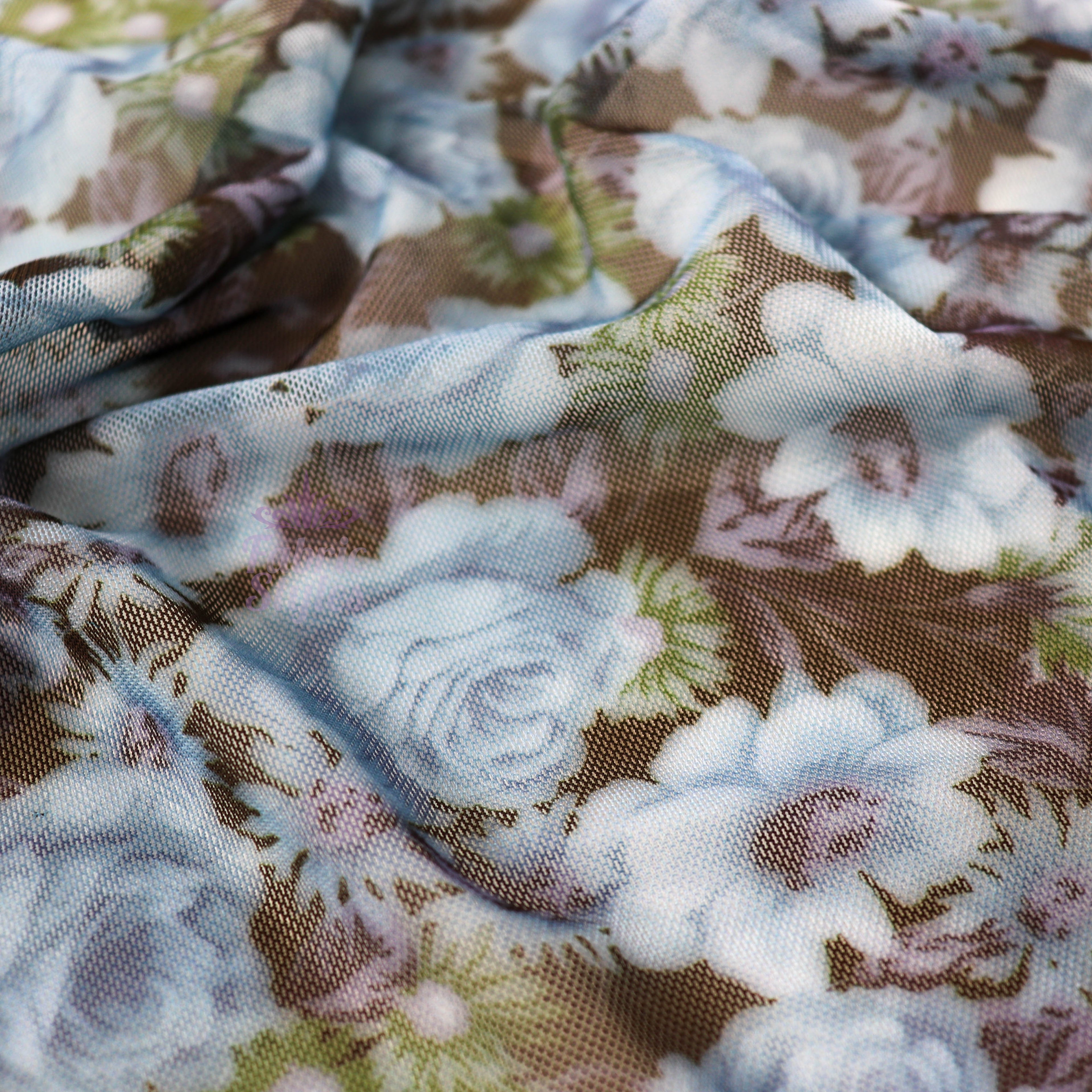 Blue Rose Floral Power Mesh