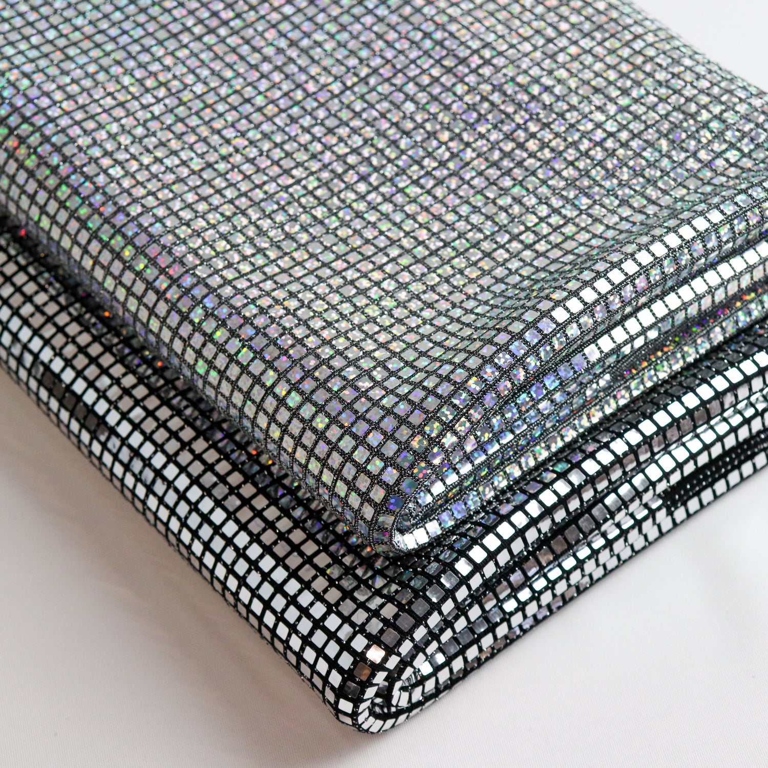 Shiny Squares Sequins Lurex Nylon Stretch Fabric