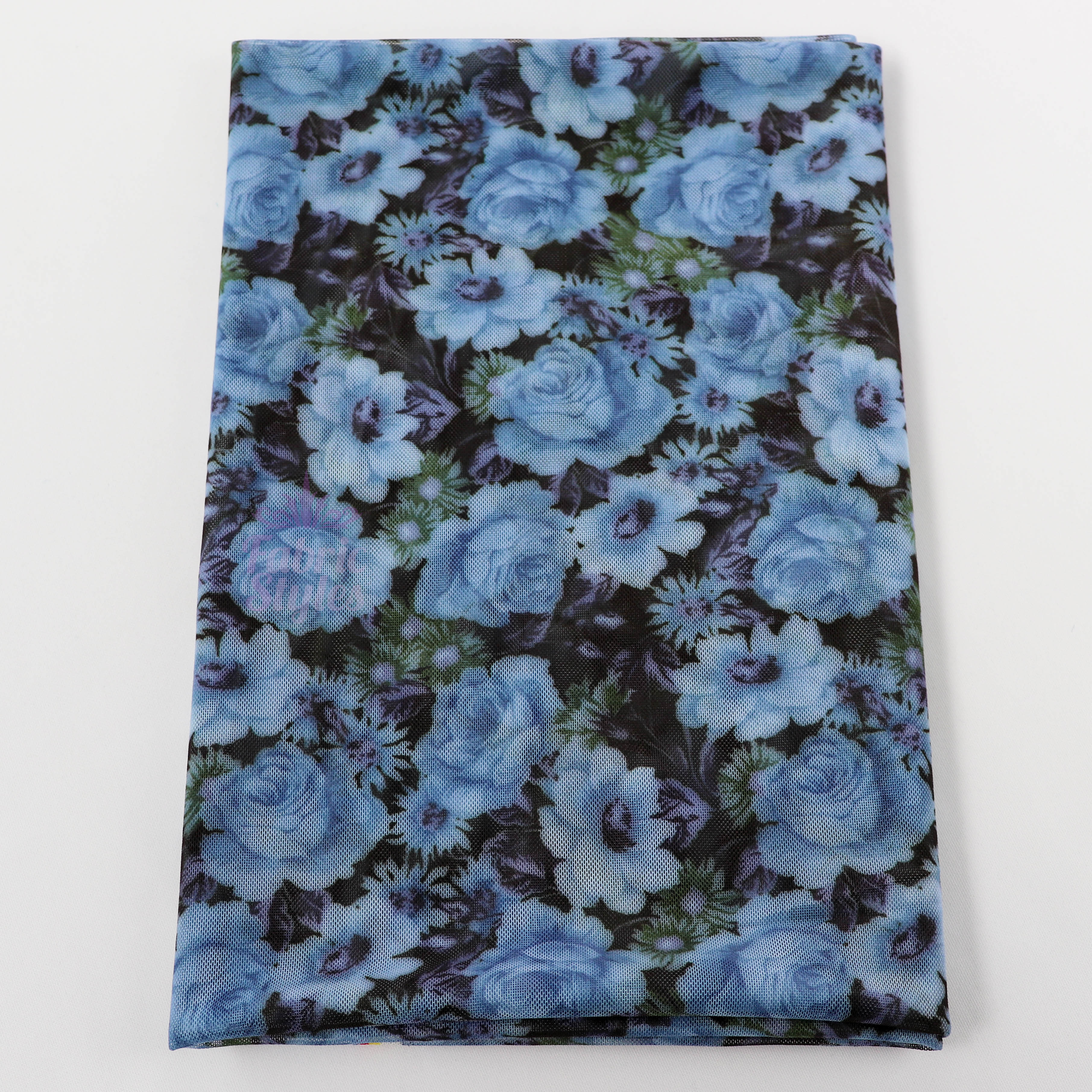 Blue Rose Floral Power Mesh