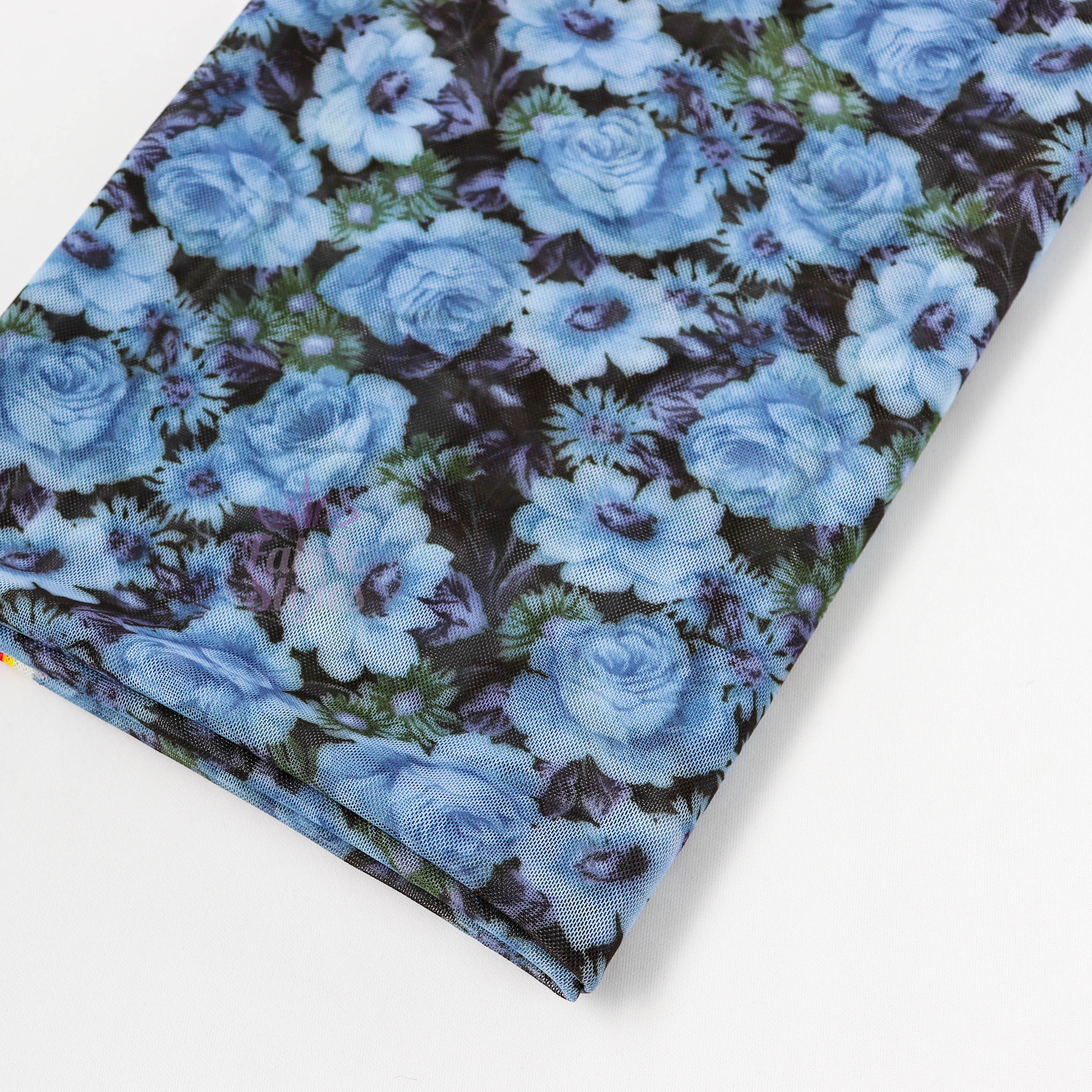 Blue Rose Floral Power Mesh