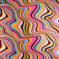 Swirly Spandex All Way Stretch Fabric Pink Orange Blue