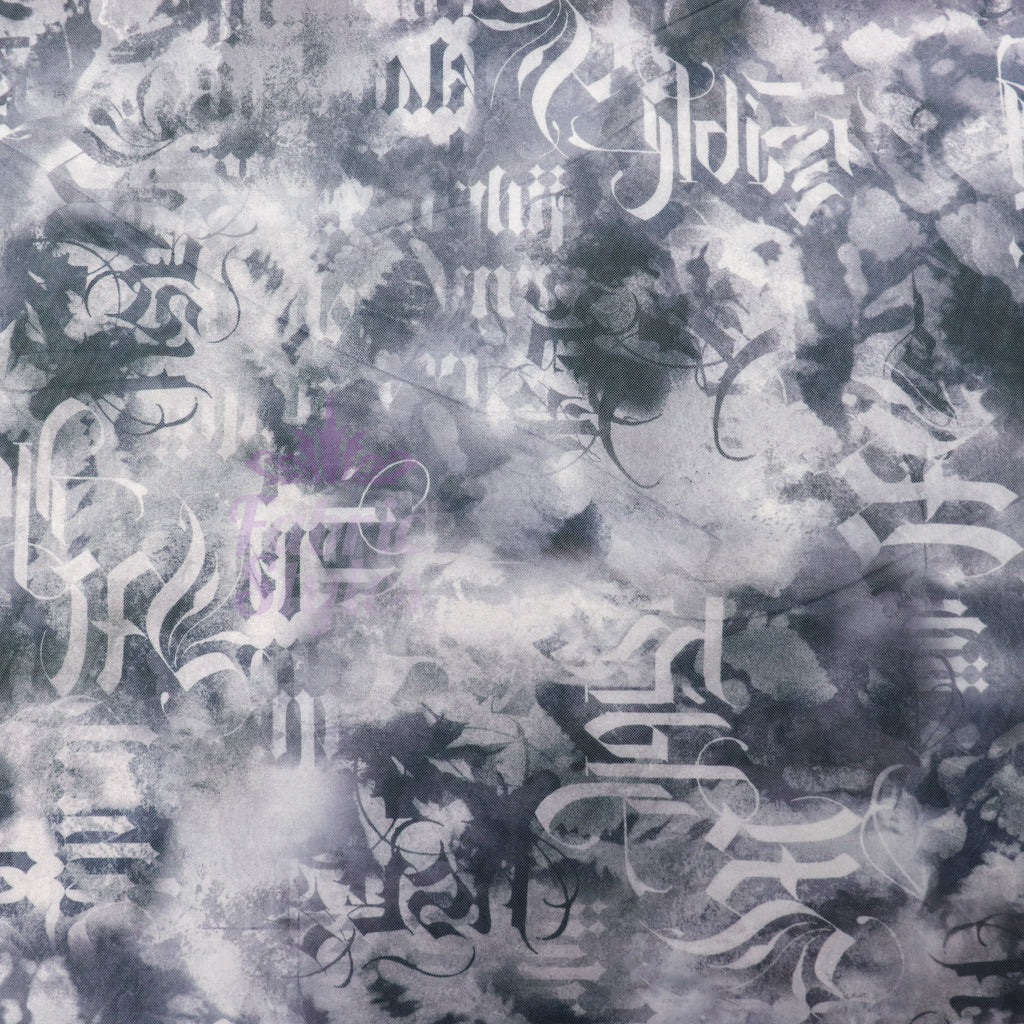 Old Script Power Mesh Fabric