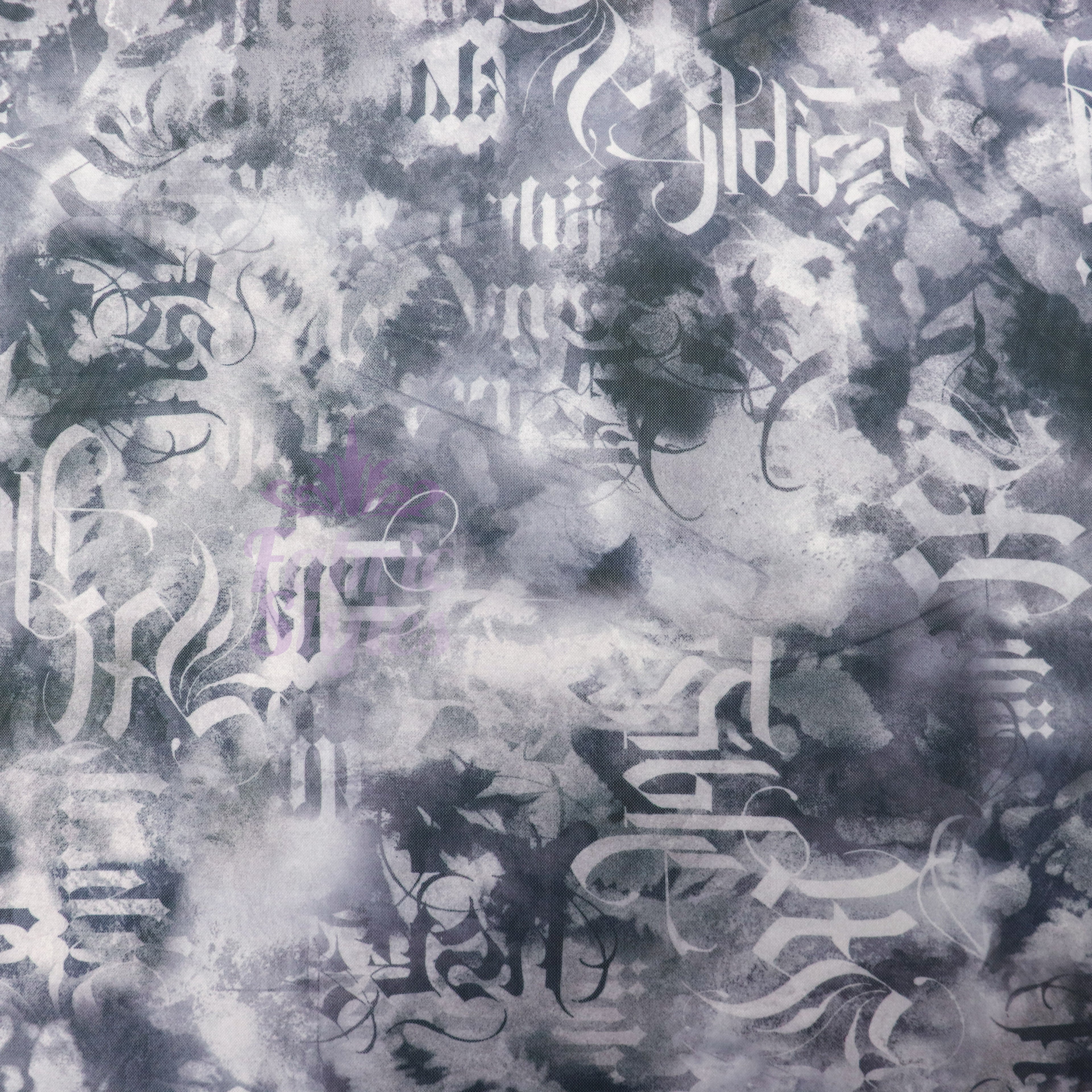 Old Script Power Mesh Fabric