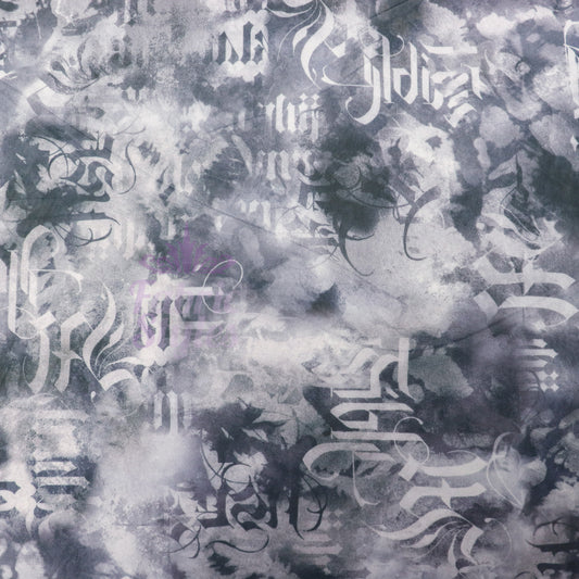 Old Script Power Mesh Fabric