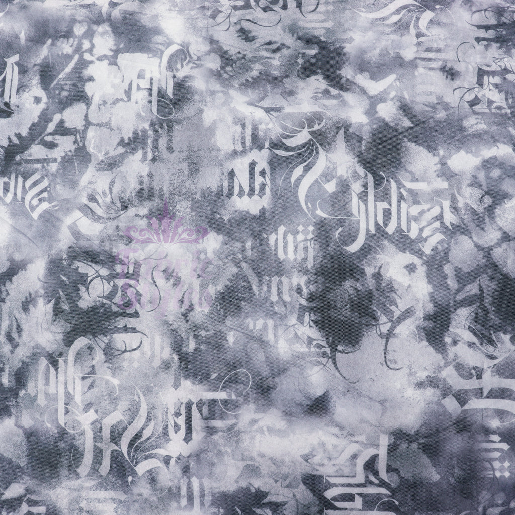 Old Script Power Mesh Fabric