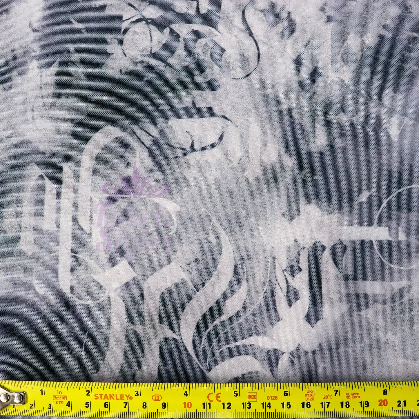 Old Script Power Mesh Fabric