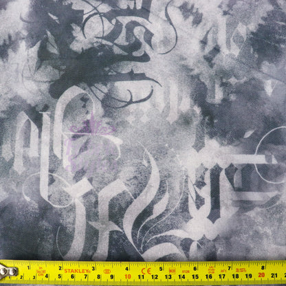 Old Script Power Mesh Fabric