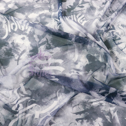 Old Script Power Mesh Fabric