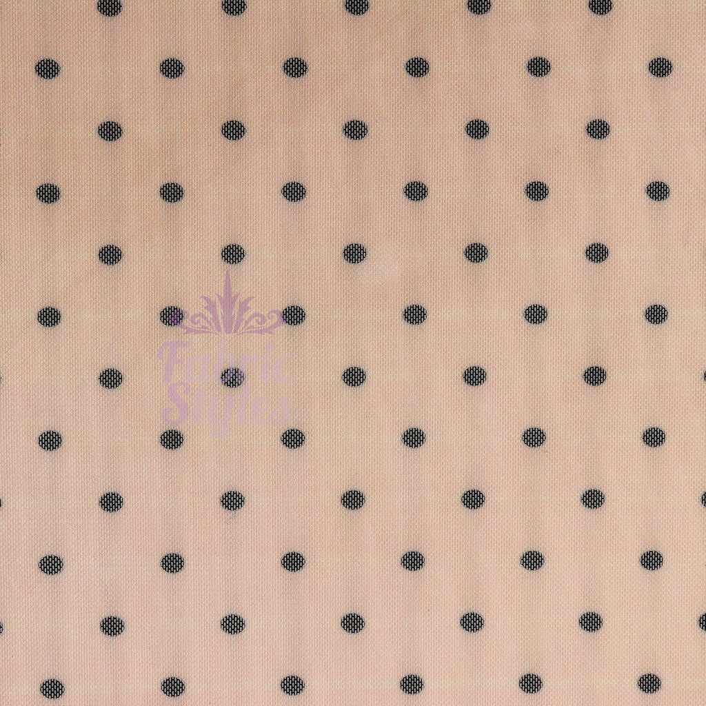 Nude Polka Dot Power Mesh Fabric