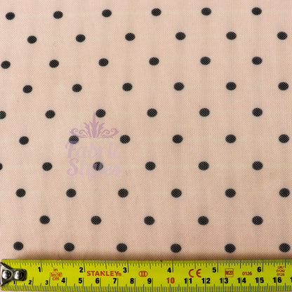 Nude Polka Dot Power Mesh Fabric