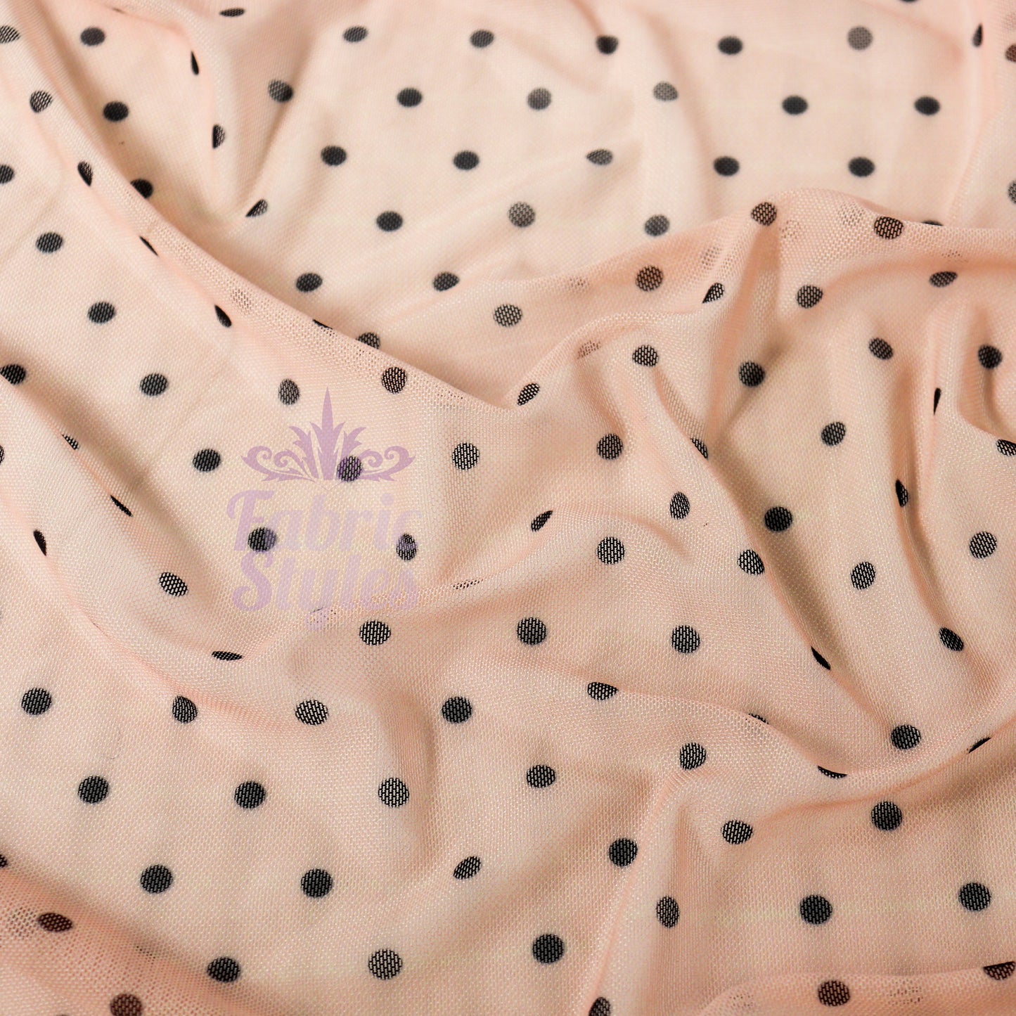 Nude Polka Dot Power Mesh Fabric