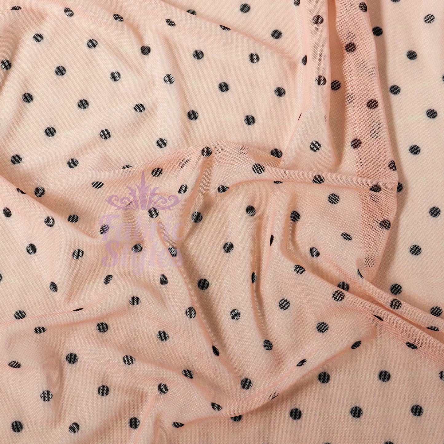 Nude Polka Dot Power Mesh Fabric