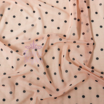 Nude Polka Dot Power Mesh Fabric