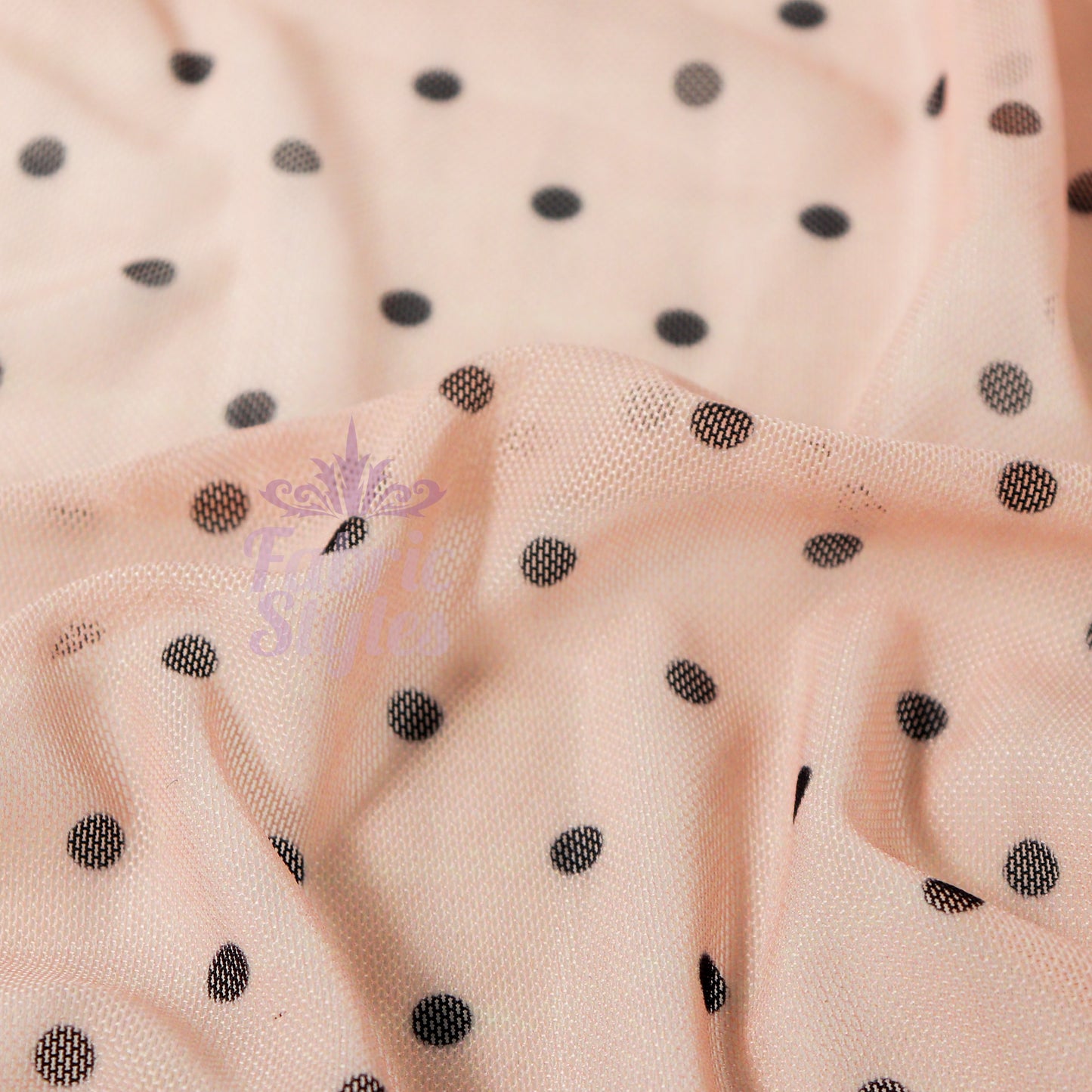 Nude Polka Dot Power Mesh Fabric