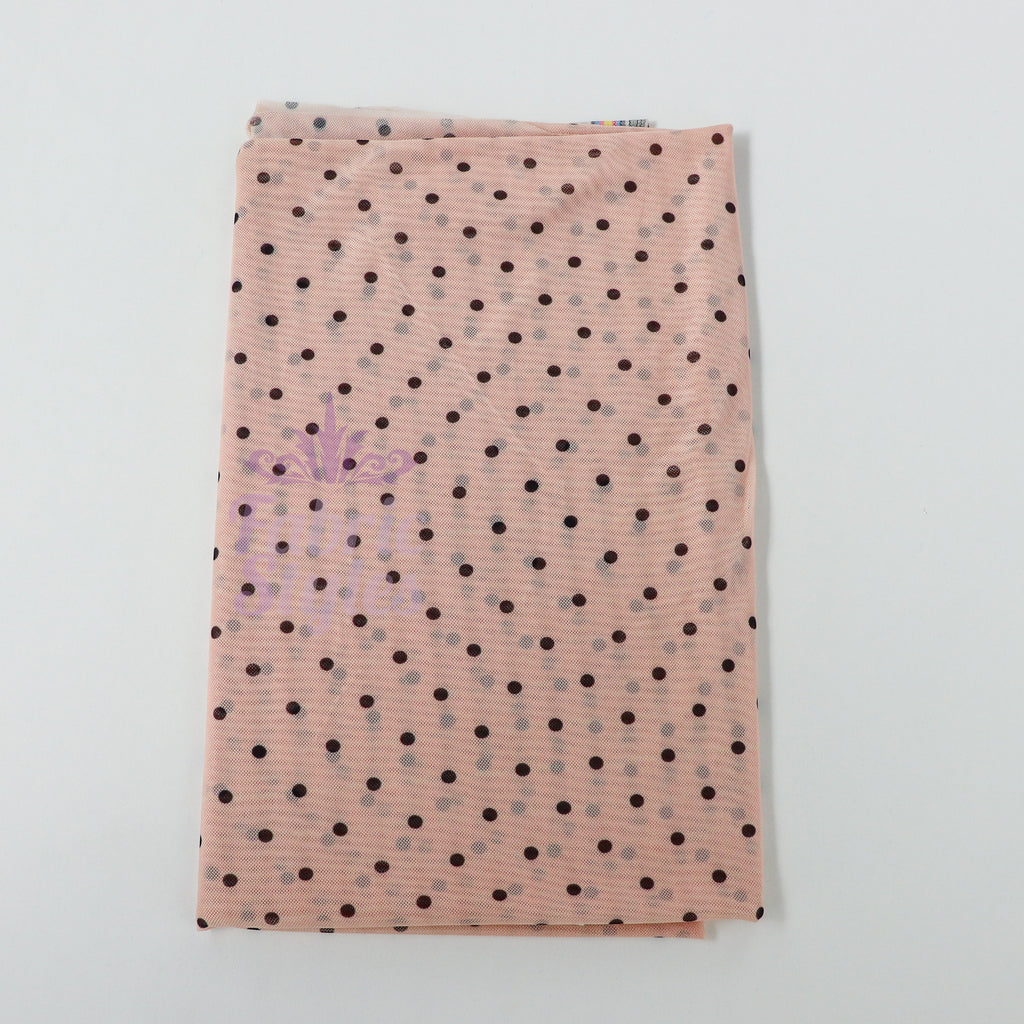 Nude Polka Dot Power Mesh Fabric