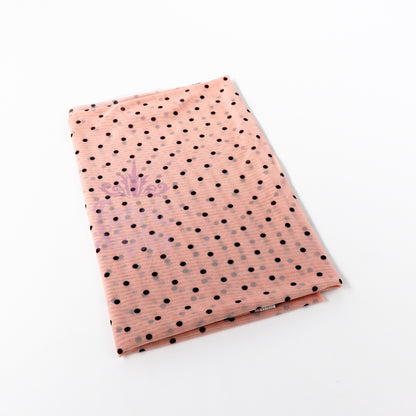 Nude Polka Dot Power Mesh Fabric