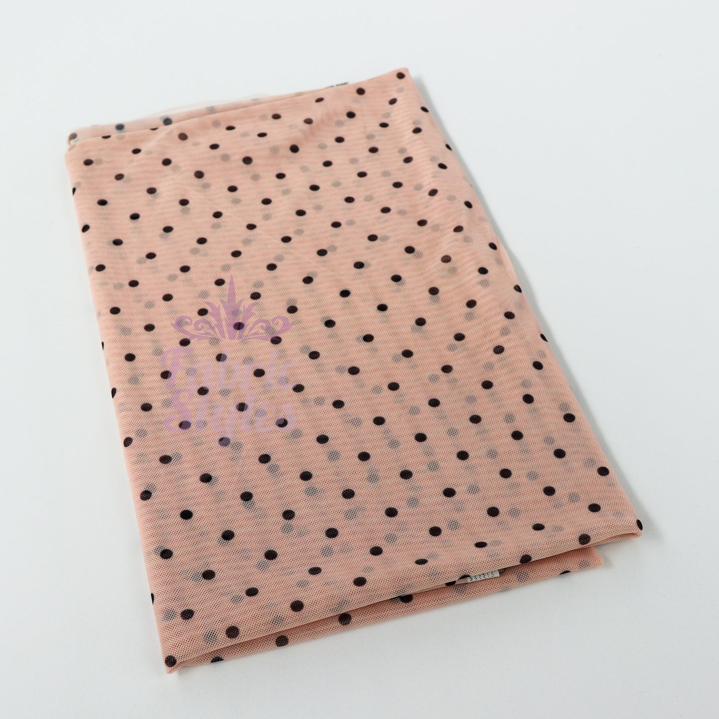 Nude Polka Dot Power Mesh Fabric