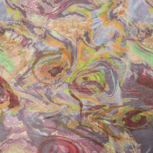 Brown Yellow Tie Dye Power Mesh Fabric