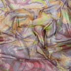 Brown Yellow Tie Dye Power Mesh Fabric