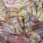 Brown Yellow Tie Dye Power Mesh Fabric