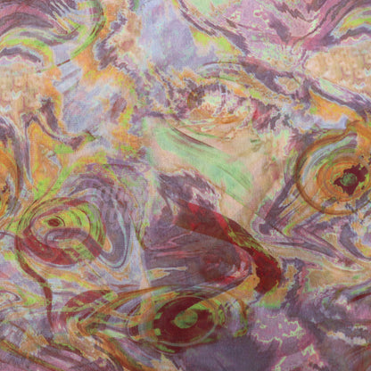 Brown Yellow Tie Dye Power Mesh Fabric