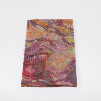 Brown Yellow Tie Dye Power Mesh Fabric