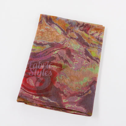 Brown Yellow Tie Dye Power Mesh Fabric