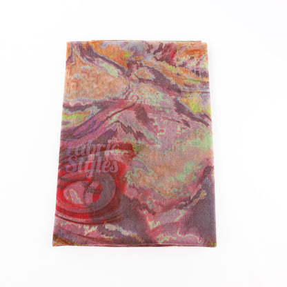 Brown Yellow Tie Dye Power Mesh Fabric