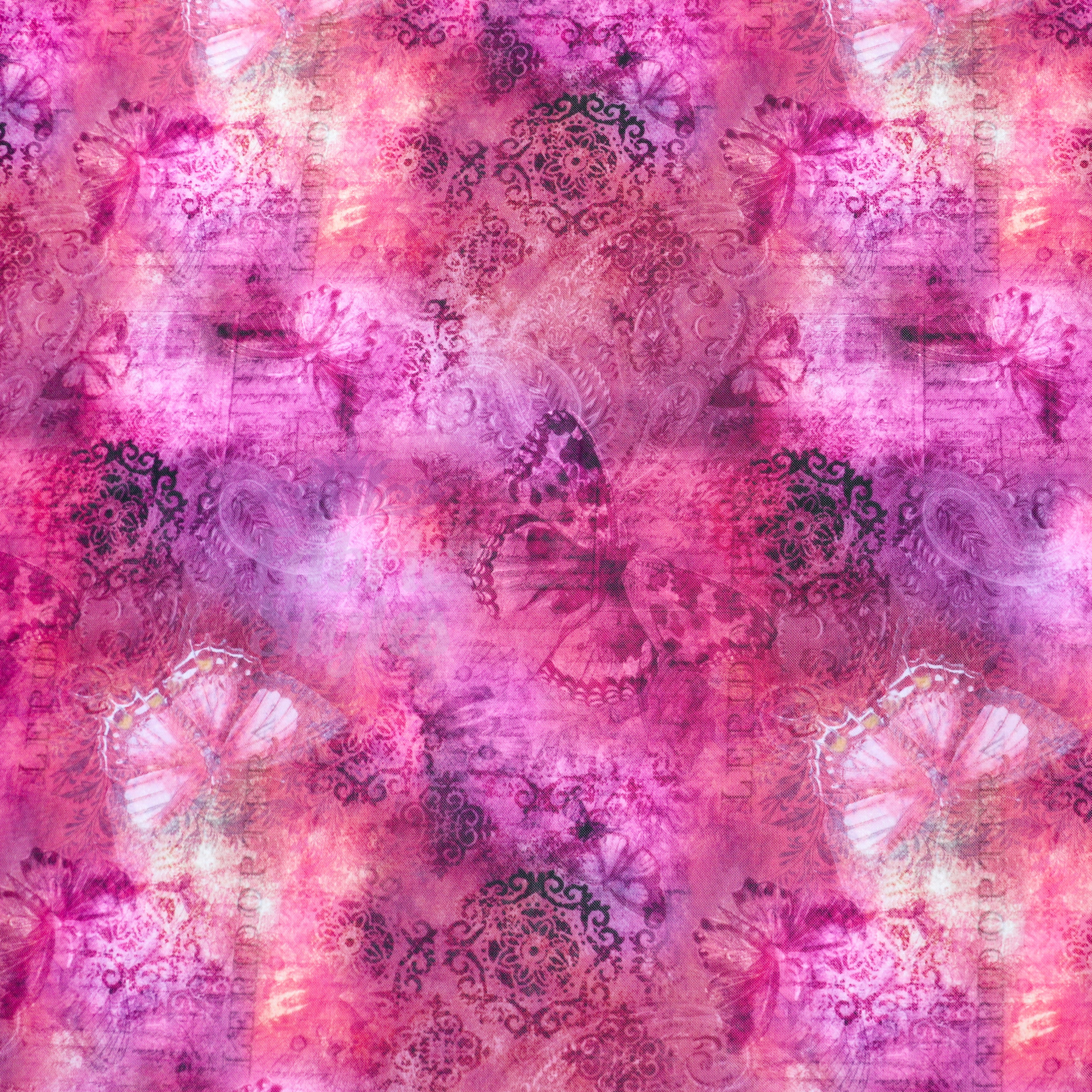 Pink Butterfly Power Mesh Fabric
