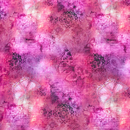 Pink Butterfly Power Mesh Fabric